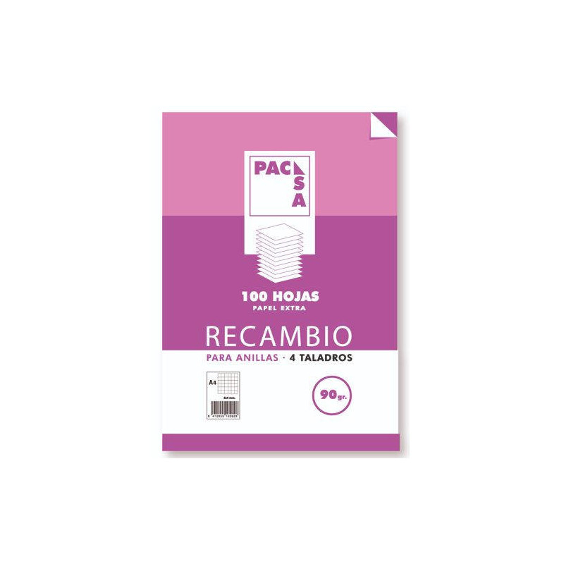 Recambio 90 Grs . 4 Taladros Folio (215X310MM.) 100 Hojas Cu | APLIUM