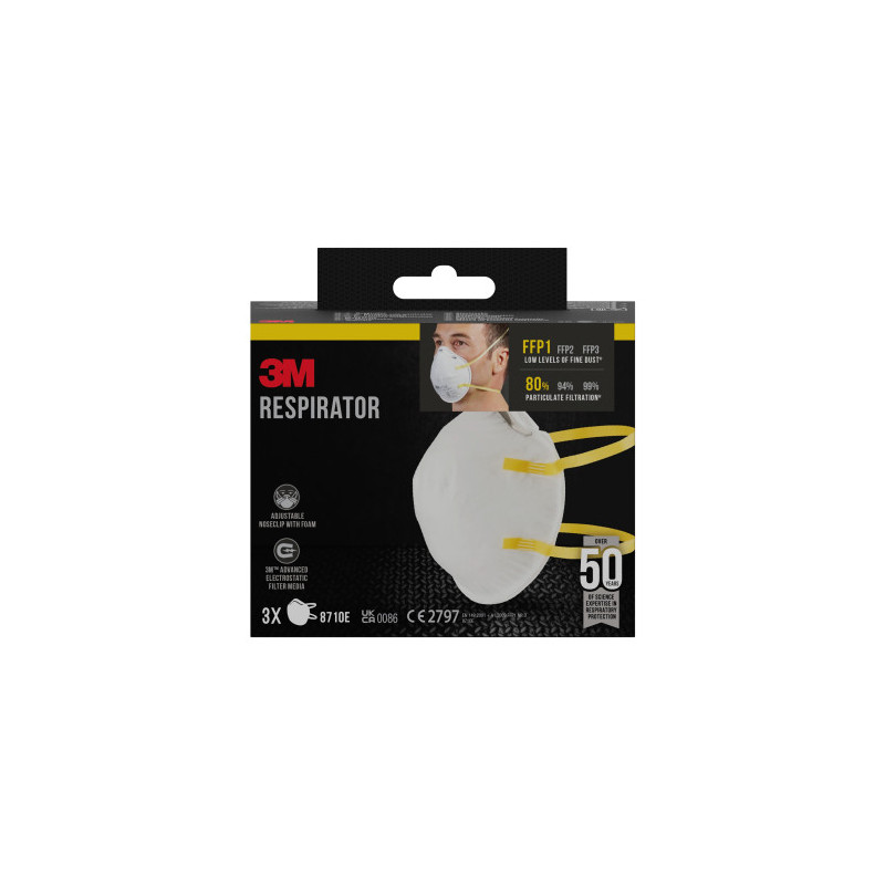 Caja 3 Mascarillas Respiradoras 8710-3 FFP1 3M 7100329378 | APLIUM