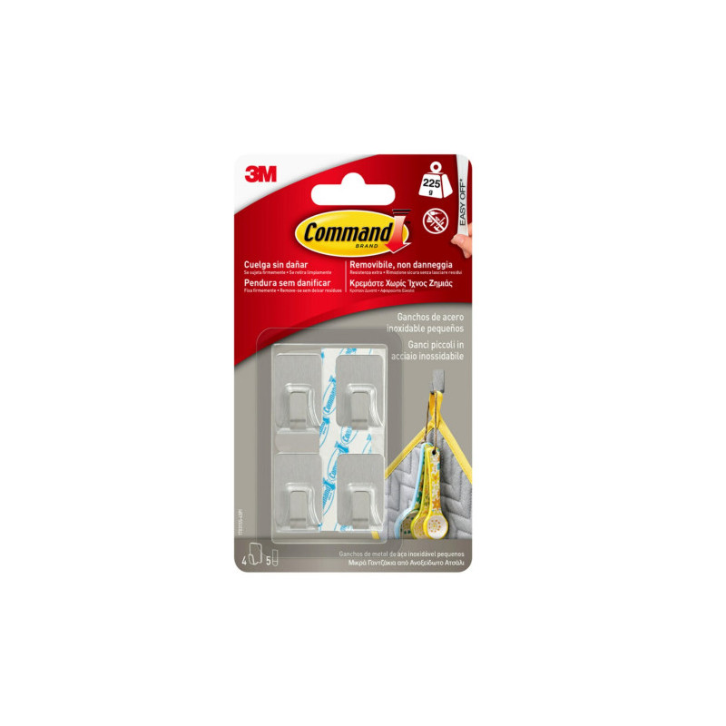 Blister 4 Ganchos Adhesivos Acero Inoxidable Pequeños Hasta | APLIUM