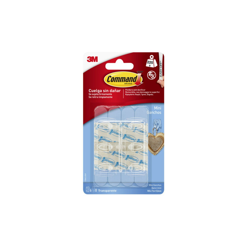 Blister 6 Miniganchos Adhesivos Transparentes Hasta 225G Com | APLIUM