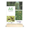 EXPOSITOR SOBREMESA DOBLE CARA A6 VERTICAL CON BASE DE MADER | APLIUM