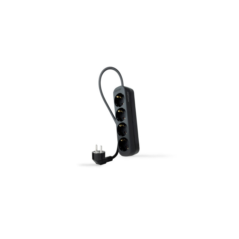 Nanocable Regleta de Enchufes con 4 Tomas, 1.4 m, Negro | APLIUM