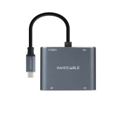 Nanocable Conversor USB-C a 2xHDMI/USB2.0/PD, 15 cm, Gris | APLIUM