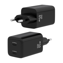 Wall Charger Aisens ASCH-65W2P040-BK Black 65 W | APLIUM