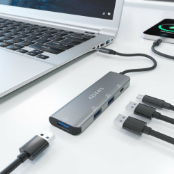 Hub USB Tipo-C Aisens A109-0764/ 3xUSB/ 1xUSB Tipo-C/ Gris | APLIUM
