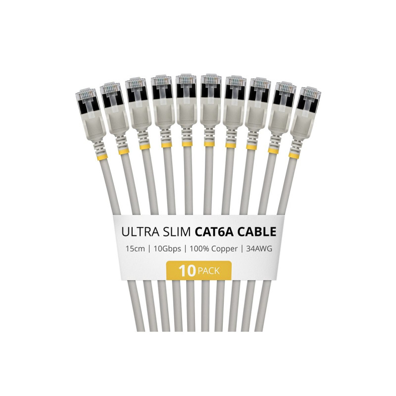Cable CAT6A Ftp Ultra Fino Gris 15CM - Paquete De 10 | APLIUM