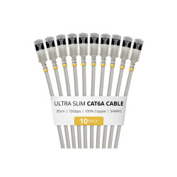 Cable CAT6A Ftp Ultra Fino Gris 30CM - Paquete De 10 | APLIUM