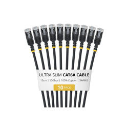 Cable CAT6A Ftp Ultra Fino Negro 15CM - Paquete 10 | APLIUM