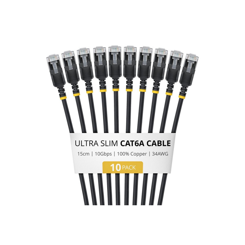 Cable CAT6A Ftp Ultra Fino Negro 15CM - Paquete 10 | APLIUM