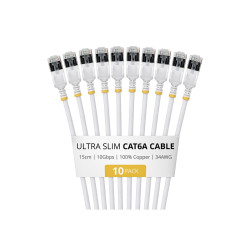 Cable CAT6A Ftp Ultra Fino Blanco 15CM - Paquete 10 | APLIUM