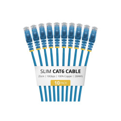 Paquete De 10 Cables Delgados CAT6 Snagless 25CM Lszh Azul | APLIUM