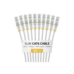 Paquete De 10 Cables Delgados CAT6 Snagless 50CM Lszh - Gris | APLIUM