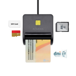 Lector de DNI y Tarjetas Aisens ASCR-SN02SD-BK/ USB 2.0/ Neg | APLIUM