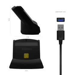 Lector de DNI y Tarjetas Aisens ASCR-SN05-BK/ USB 2.0/ Negro | APLIUM