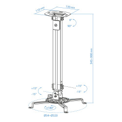 Soporte de Techo para Proyector TooQ PJ3030TN-B/ Inclinable/ | APLIUM