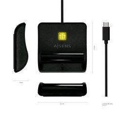 Lector de DNI USB Tipo-C Aisens ASCR-SN03C-BK/ USB Tipo-C/ N | APLIUM