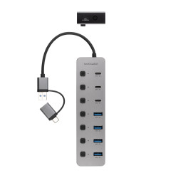 Hub USB + USB Tipo-C Nanocable 10.16.4510/ 4xUSB/ 3xUSB Tipo | APLIUM