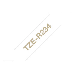 Tape/TZER234 12MM GOLD ON WHITE RIBBON