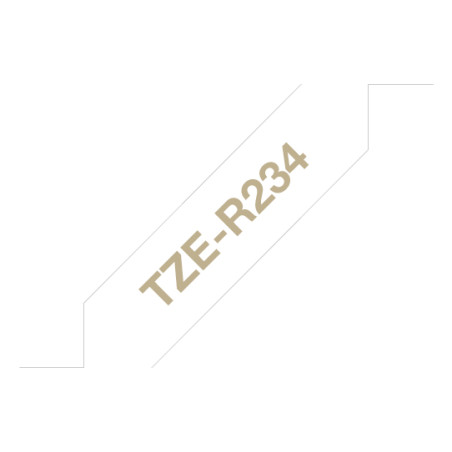 Tape/TZER234 12MM GOLD ON WHITE RIBBON
