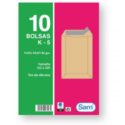 Paquetes De 10 Bolsas Kraft, Con Tira De Silicona Tamaño 162 | APLIUM
