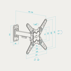 Soporte de Pared Extensible/ Giratorio/ Inclinable TooQ LP13 | APLIUM