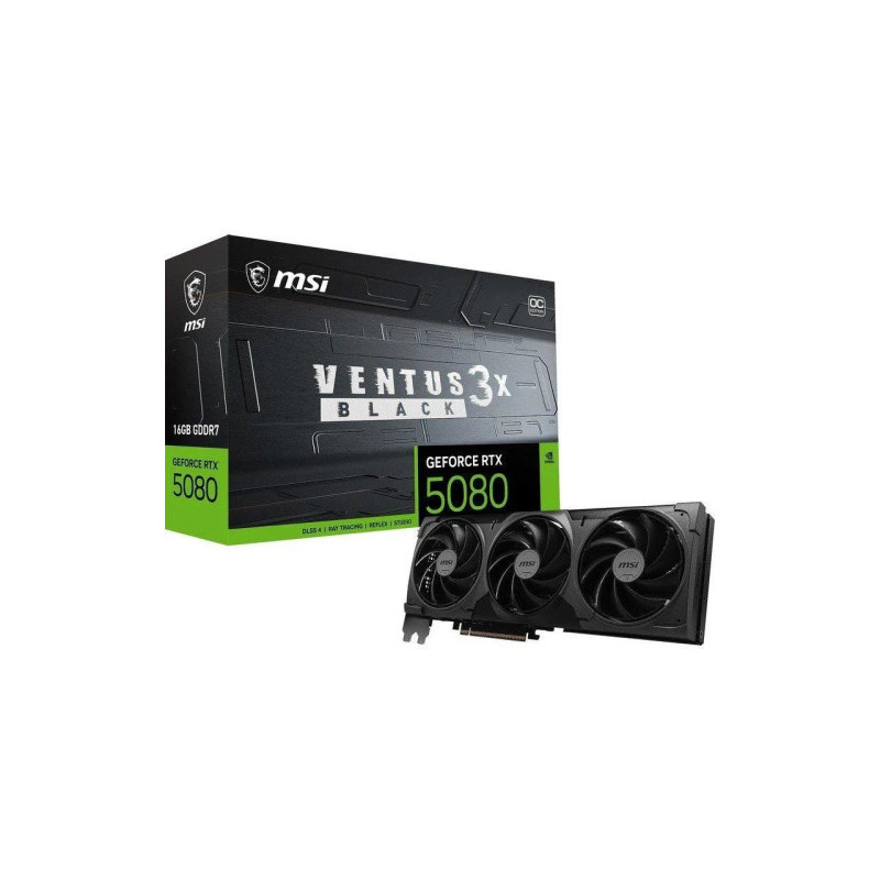 VGA Msi Rtx 5080 16G Ventus 3X Oc BLACK,NV,RTX5080,16GB,GDDR | APLIUM
