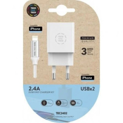 Cargador de Pared Tech One Tech TEC2402/ 2xUSB + Cable Light | APLIUM