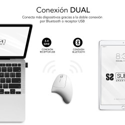 SUBBLIM Ratón GLIDE VERTICAL ERGO DUAL MOUSE BATTERY WHITE | APLIUM