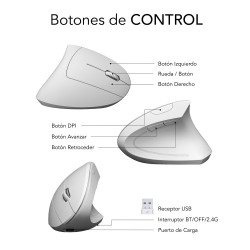 SUBBLIM Ratón GLIDE VERTICAL ERGO DUAL MOUSE BATTERY WHITE | APLIUM