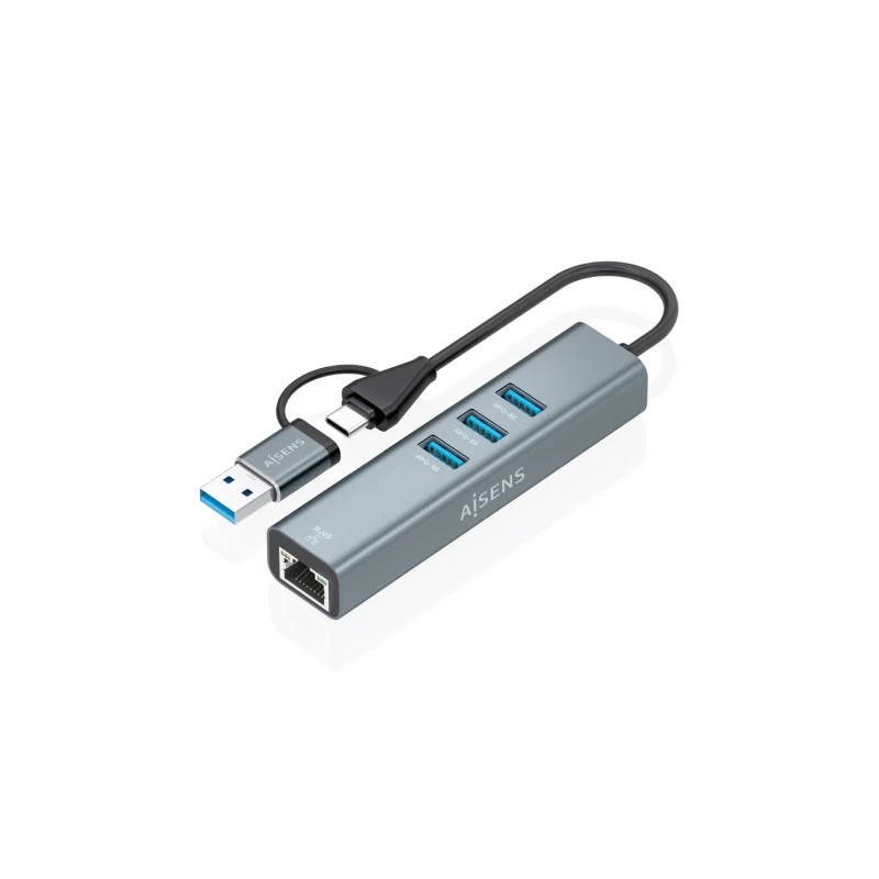 Hub USB + USB Tipo-C 3.2 Aisens A109-1033/ 3xUSB/ 1xRJ45/ Gr | APLIUM