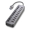 Hub USB NGS IHUB10/ 10xUSB 3.0/ Gris | APLIUM