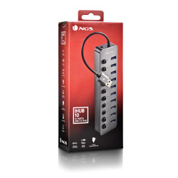 Hub USB NGS IHUB10/ 10xUSB 3.0/ Gris | APLIUM