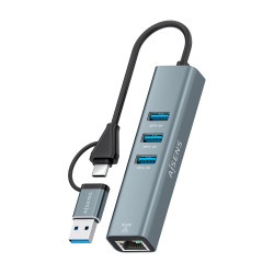 Hub USB + USB Tipo-C 3.2 Aisens A109-1033/ 3xUSB/ 1xRJ45/ Gr | APLIUM