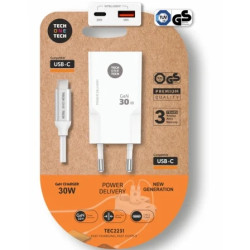 Cargador de Pared Tech One Tech TEC2231/ 1xUSB Tipo-C/ 1xUSB | APLIUM