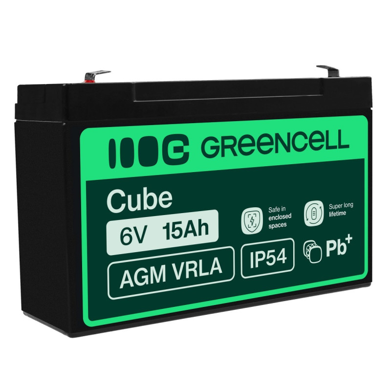 Green Cell AGM40 - 6 V - 1 pieza(s) - Negro - 15 Ah - 1,8 kg | APLIUM