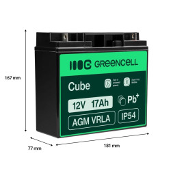 Green Cell AGM Battery Lead Acid VRLA 12V 17Ah for motor boa | APLIUM