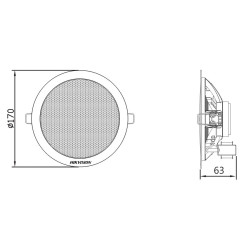 Hikvision DS-QAE0206G1-V Altavoz de techo analógico 6W | APLIUM