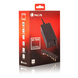Cargador de Portátil NGS W-70W/ 1xUSB/ 70W/ Automático/ 9 Co | APLIUM