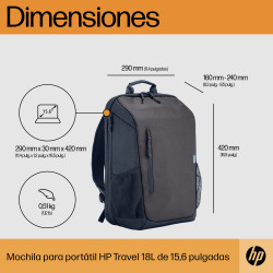 Mochila HP Travel para Portátiles hasta 15.6"/ 18L/ Reflecta | APLIUM