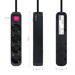 Regleta con Interruptor Nanocable 10.37.0004-BK/ 4 Tomas de | APLIUM