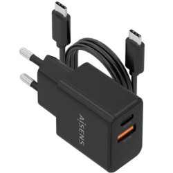 Cargador de Pared GaN Aisens ASCH-20W2P084-BK/ 1xUSB Tipo-C/ | APLIUM