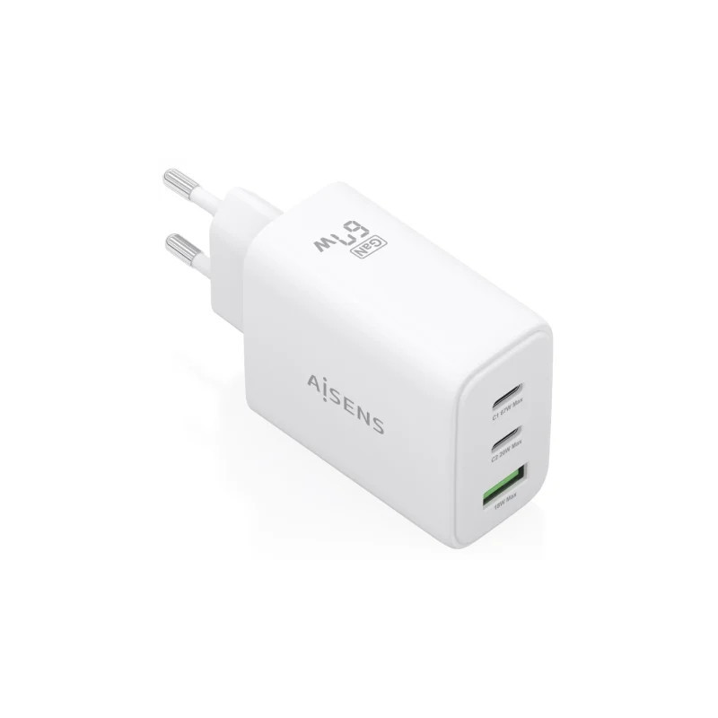 Cargador de Pared GaN Aisens ASCH-67W3P086-W/ 2xUSB Tipo-C/ | APLIUM