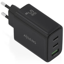 Cargador de Pared GaN Aisens ASCH-67W3P087-BK/ 2xUSB Tipo-C/ | APLIUM