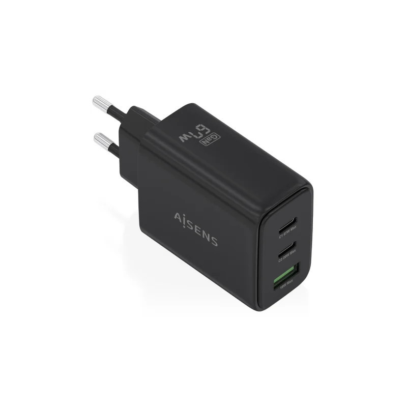 Cargador de Pared GaN Aisens ASCH-67W3P087-BK/ 2xUSB Tipo-C/ | APLIUM