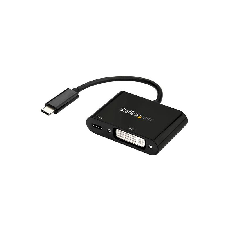 USB-C to DVI Adapter with USB PD Black