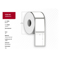 Label 56x25 - Core 25. White.