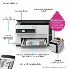 Epson EcoTank ET-M2120, Inyección de tinta, Impresión en blanco y negro, 1440 x 720 DPI, A4, Impresión directa, Negro, Blanco