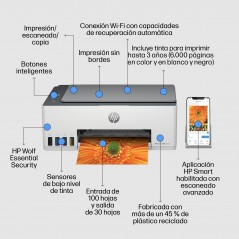 HP Smart Tank Impresora multifunción 5105, Inyección de tinta térmica, Impresión a color, 4800 x 1200 DPI, A4, Impresión directa