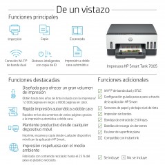 HP Smart Tank Impresora multifunción 7005, Inyección de tinta térmica, Impresión a color, 4800 x 1200 DPI, A4, Impresión directa