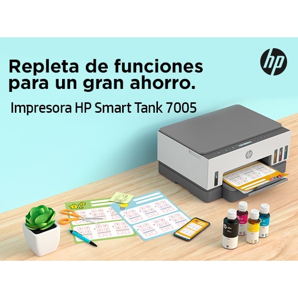 HP Smart Tank Impresora multifunción 7005, Inyección de tinta térmica, Impresión a color, 4800 x 1200 DPI, A4, Impresión directa